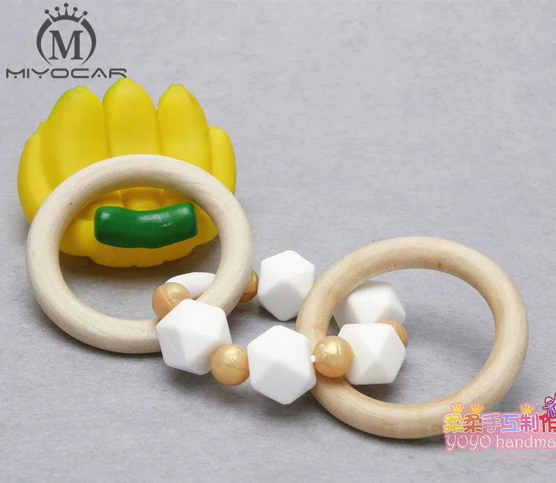 MIYOCAR Золотой силиконовый Teethng кольцо FDA пищевой деревянный Прорезыватель