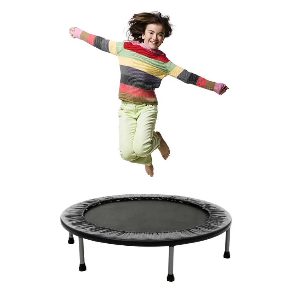 

40 Inch Mini Folding Trampoline Fitness Workout Rebounder Children Trampoline For Kids Adjustable Handrail Suit Ages 12+
