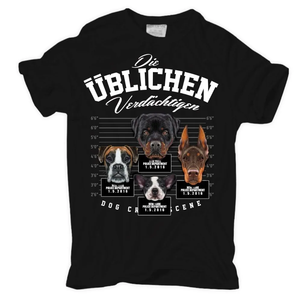 T-Shirt The Usual Suspects Rottweiler Bulldog Doberman Boxer Dogs 2019 Summer Fashion Streetwear Tops Style Cotton |