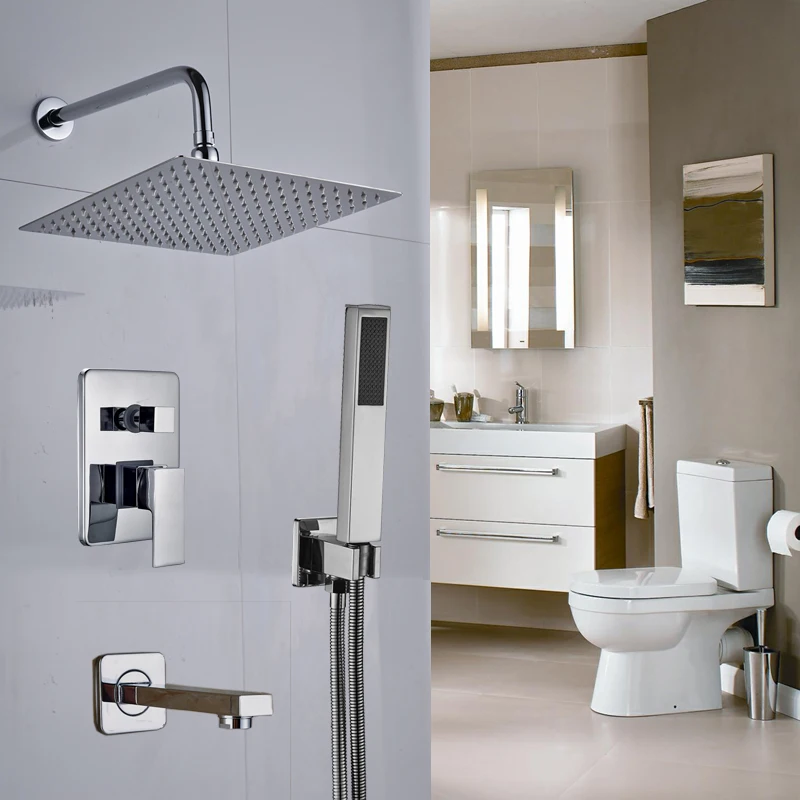 

Wholesale And Retail Modern Chrome Finish 8 Inch Shower Faucet Set Rain Shower Head W/ Hand Shower Wall-mount