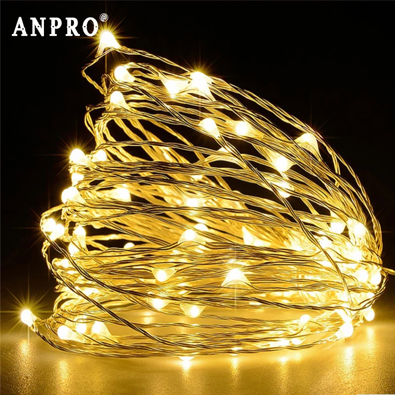 

Anpro 2M 3M 4M 15M Led String Light Copper Wire Battery Operated Led Strip Fairy Lights For Christmas Wedding Party Decoration