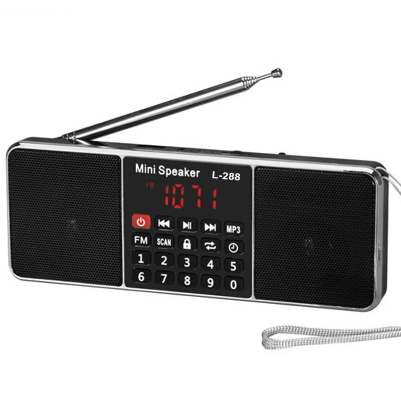 Mini Portable Rechargeable Stereo L 288 FM Radio Speaker LCD Screen Support TF Card USB Disk