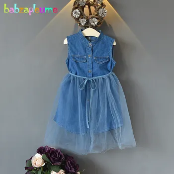 

2019 Summer Baby Girls Clothing Sets Korean Kids Fashion Wear Casual Lace Denim Sleeveless Children Dress Toddler Dresses BC1778