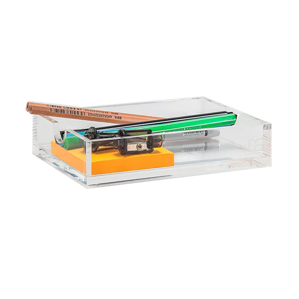 

Memo Pad Note Holder - Clear Acrylic Desk Tray Fits 4 x 6 Inches Note Paper, Index Cards Desk kit