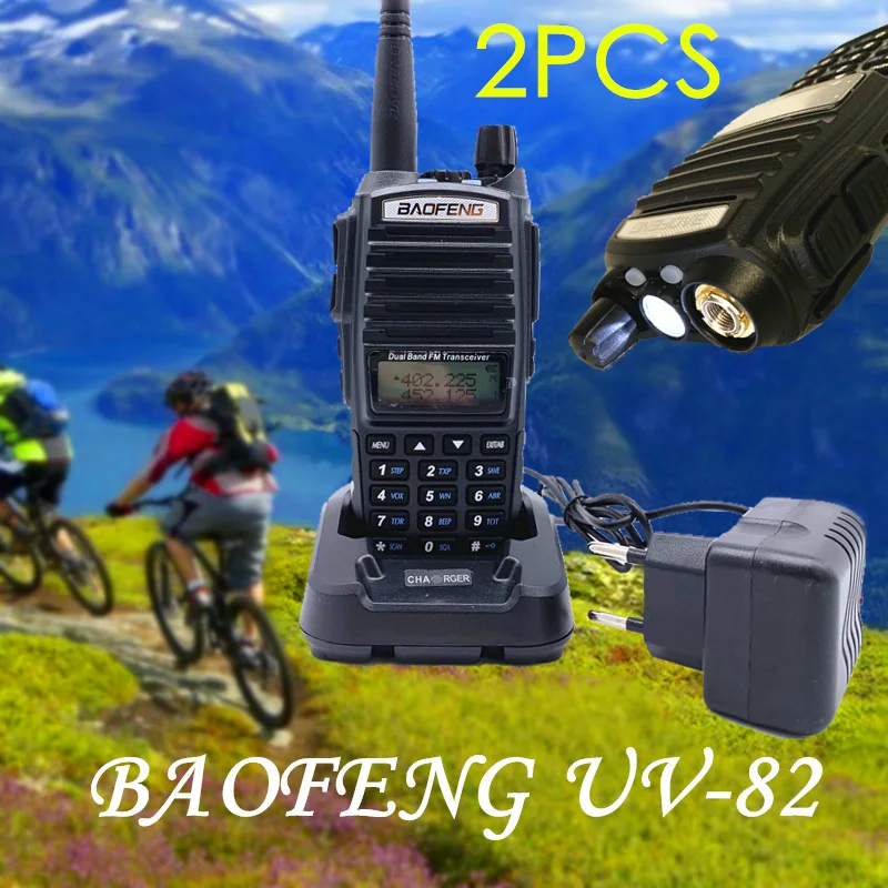 

2pcs BaoFeng UV-82 Walkie Talkie 8W Dual Band VHF UHF Two Way Radio Double PTT 5km Portable BAOFENG UV82 Amateur Ham CB Radios