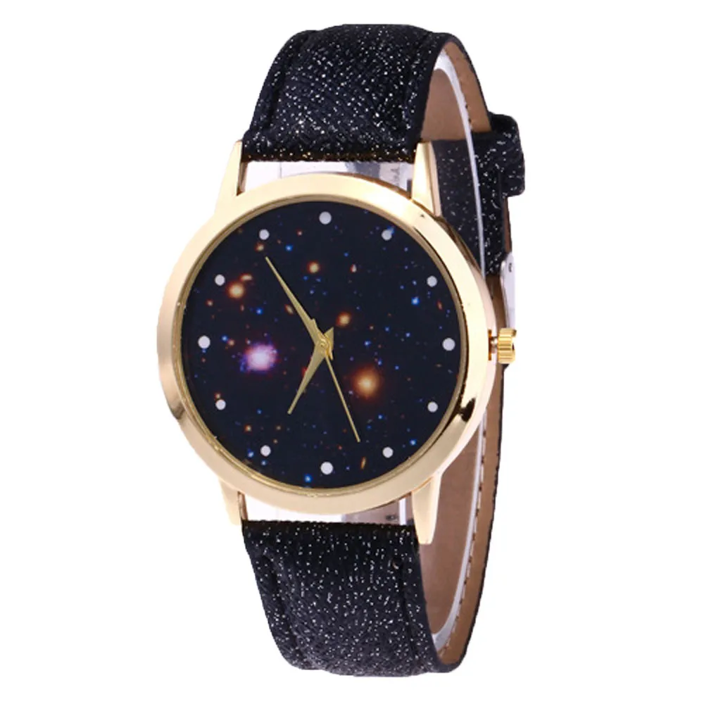 Women watches Starry Sky Fashion Leather Band Analog Quartz Watches ...