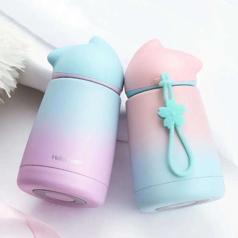 

Baby cup feeding Hot water Thermos Vacuum bottle Cute rabbit ears Stainless steel kettle 300ML leak proof children