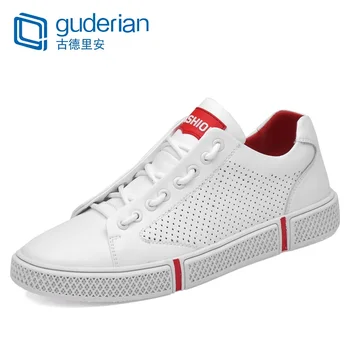 

GUDERIAN Fashion Summer Men Leather Casual Shoes Breathable Hollow Out Flat Men Shoes Sneakers Sapatos Masculino Chaussure Homme