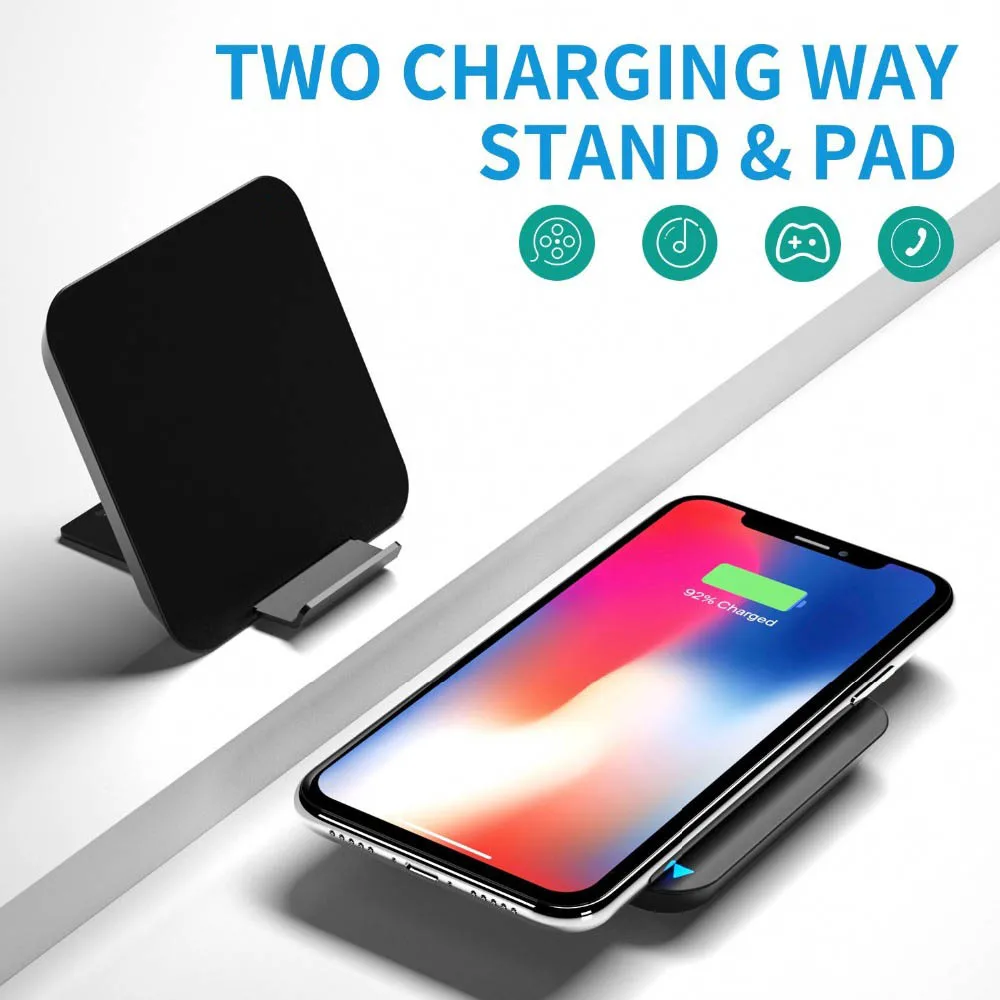 

5W 10W Qi Wireless Charger For iPhone XS/XR/8 Plus Samung Galaxy S9 Fast Wireless Charging Dock Station Phone Charger Pad