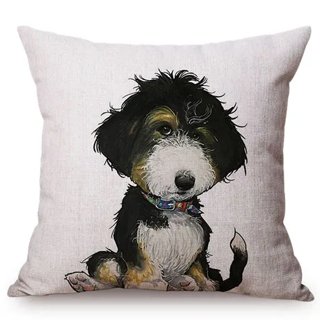 Pet Dog Animals Funny Style Cushion Cover Dachshund Schnauzer Dog Children Like Cotton Linen Sofa Decorative Throw Pillow Case M110-1