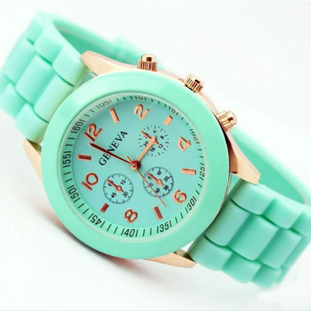 

relojes mujer luxury brand Geneva silicone quartz-watch 13 colours ladies Analog sports watch women hour clock montre femme