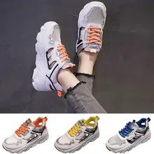 Модная женская однотонная спортивная обувь со шнуровкой дышащие кроссовки Повседневная легкая мягкая обувь Студенческая прогулочная обувь#4