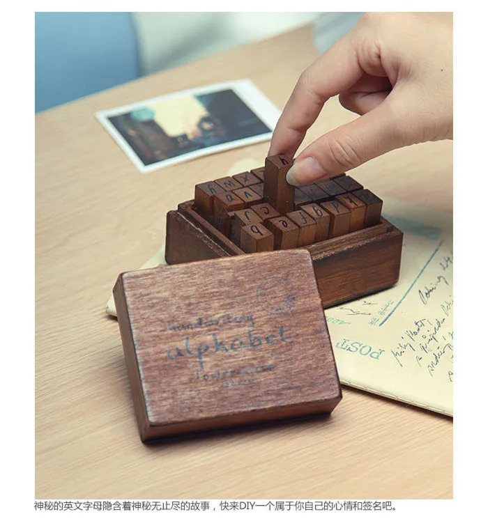 Ретро деревянная коробка письмо печать тренд деревянная резиновая печать штамп для ежедневника