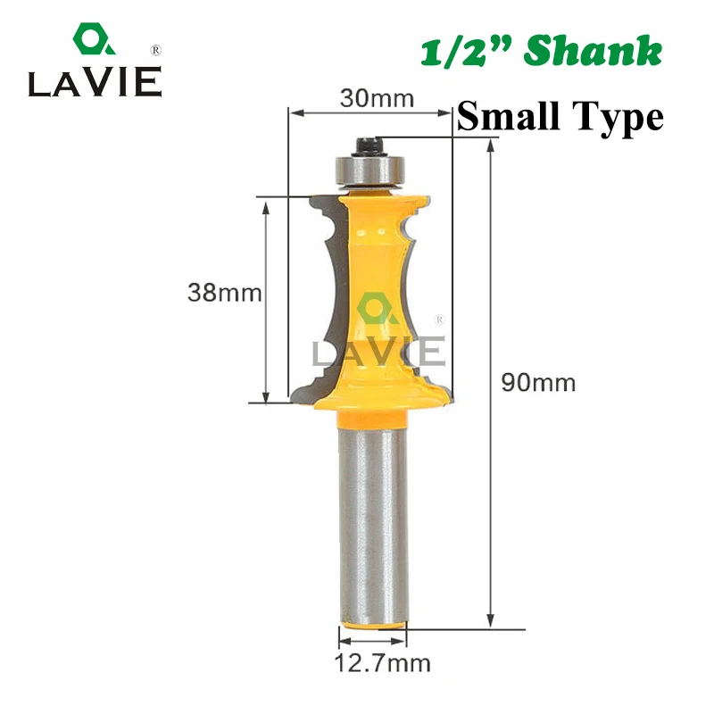 LAVIE 1 шт. 12 мм 1/" хвостовик маленький торцевый ящик передний формовочный фрезерный бит дверь поручень линия Tenon резак для дерева инструменты MC03040S - Длина режущей кромки: 12.7mm shank