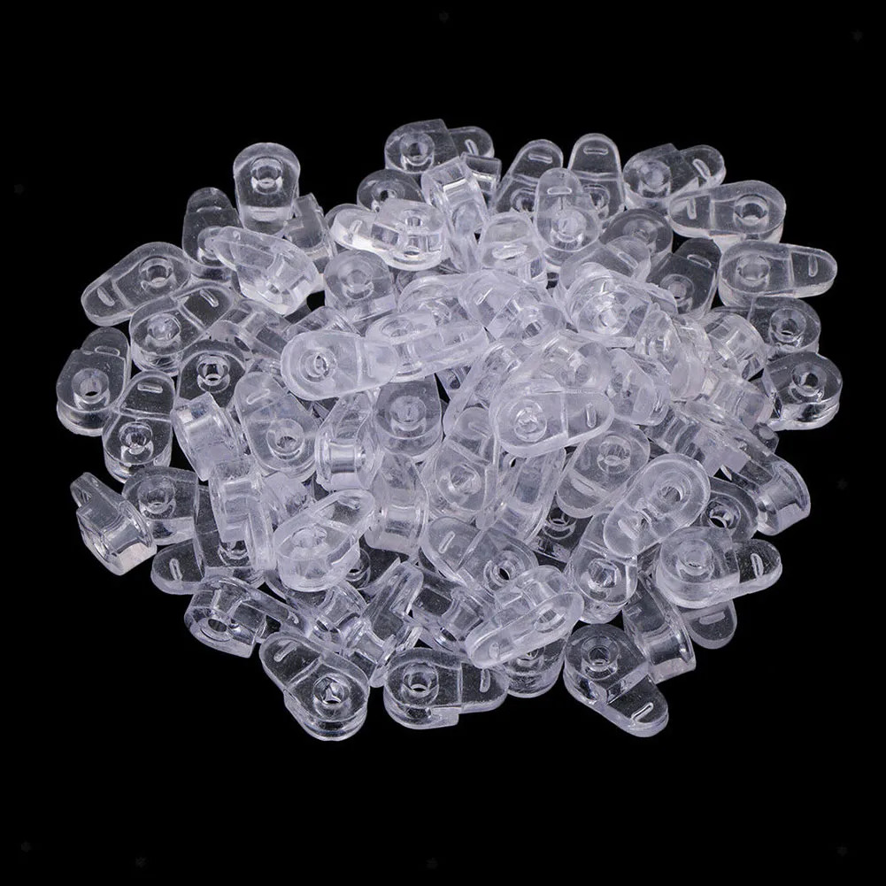 

100PCS Plastic Glass Retainer Transparent Mirror Cabinet Fix Clips QP2