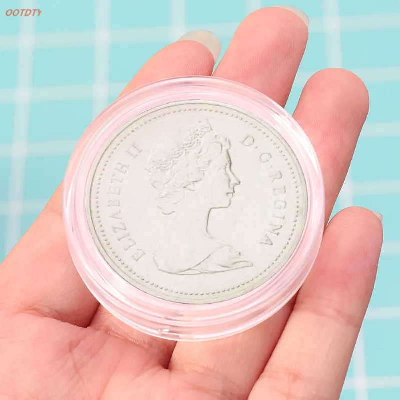 

OOTDTY 38.6mm Clear Round Acrylic Coin Capsule Storage Box Holder Case For Silver 2 oz