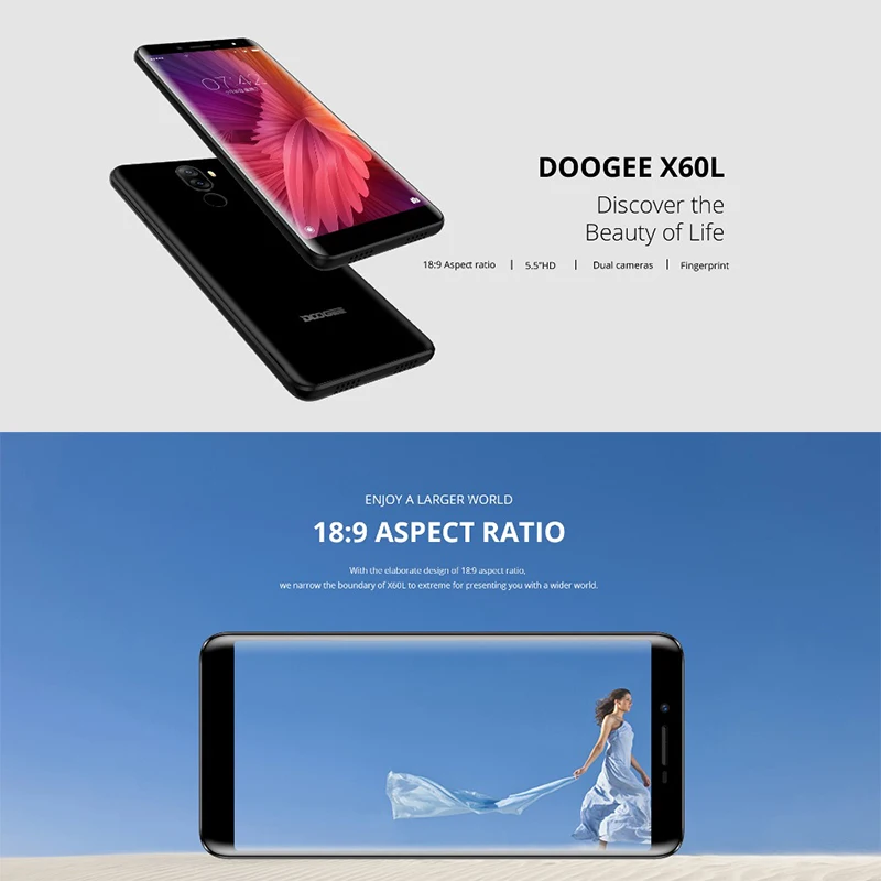DOOGEE X60L 5 &quot18:9 мобильного телефона Android 7 0 mtk6737 четыре ядра 2 ГБ Оперативная память 16