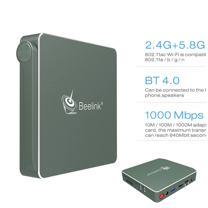

2.4+5.8G Dual Wifi TV Box 4G 64G Apollo N3450 Mini PCBluetooth 4.0 USB 3.0 4K 1000M Lan Windows 10