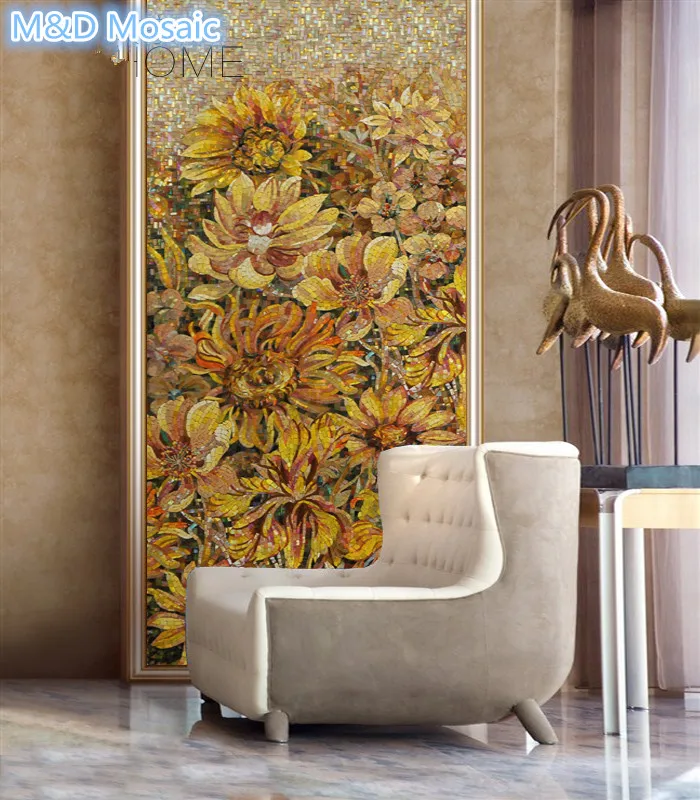 Sunflower Hand Cut Mural Mosaic Wall Art Decorative Floor Ceiling Wall Tile Bathroom Living Room Backsplash Entranceway Flower Ceiling Wall Sunflower Muralmosaic Mural Aliexpress