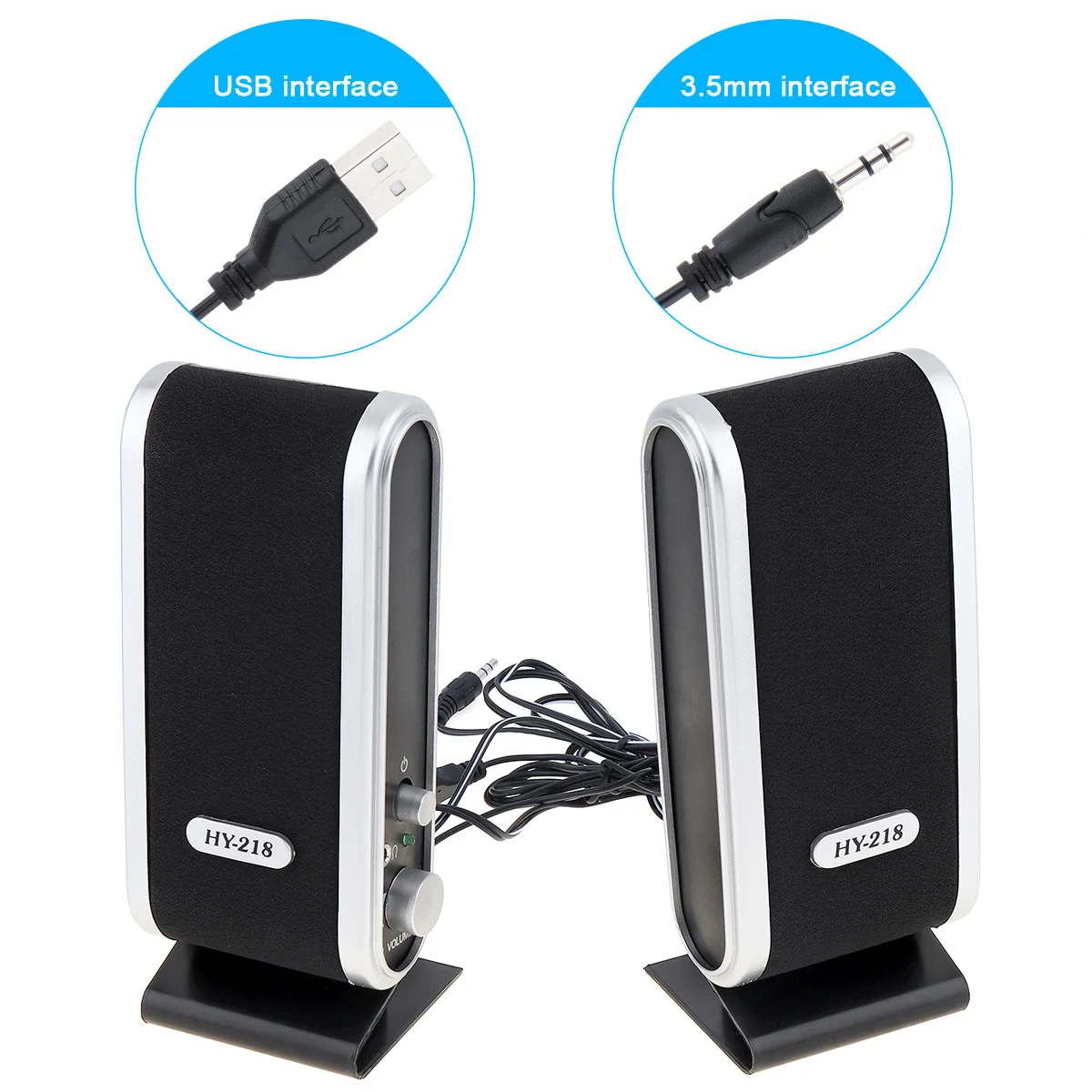Portable Usb 2 0 Power 3 5mm Speaker Headphones Microphone Headphones Audio Jack Hy 218 Mini Plastic For Notebook Desktop Pc