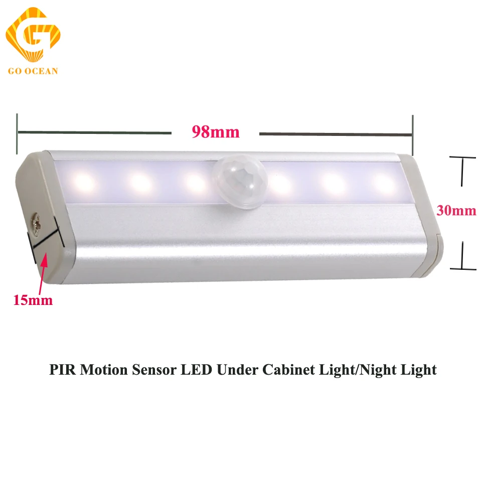 GO океан под шкафом освещение свет алюминиевая лампа светодиодный 2* AAA батарея ИК инфракрасный датчик движения книжный шкаф лампы шкаф огни