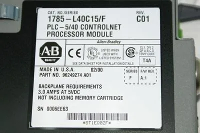 1785-L40C15/F Plc-5/40 Ethernet процессор модуль используется в хорошем состоянии с бесплатным DHL/EMS