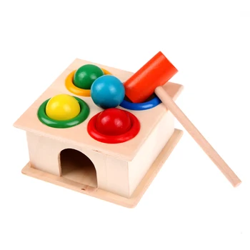 

1Set Wooden Playing Hamster Game Toy Hammering Ball Hammer Knocking Box Baby Kids Early Learning Educational Toy
