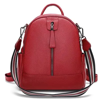 Модные женские рюкзаки натуральная коровья кожа женские сумки женские повседневные дорожные сумки для девушек стиль преппи школьная сумка - Цвет: Red