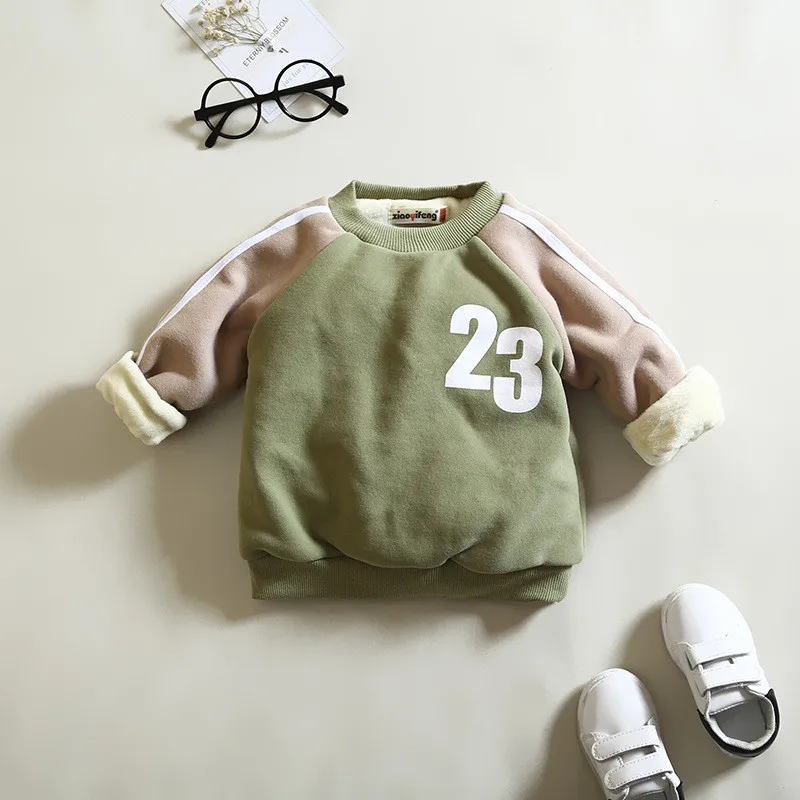 Младенец bibicola утолщенное теплое пальто, наряды флисовые бархатные толстовки осень-зима верхняя одежда для комплекты одежды для новорожденного одежда - Цвет: Армейский зеленый