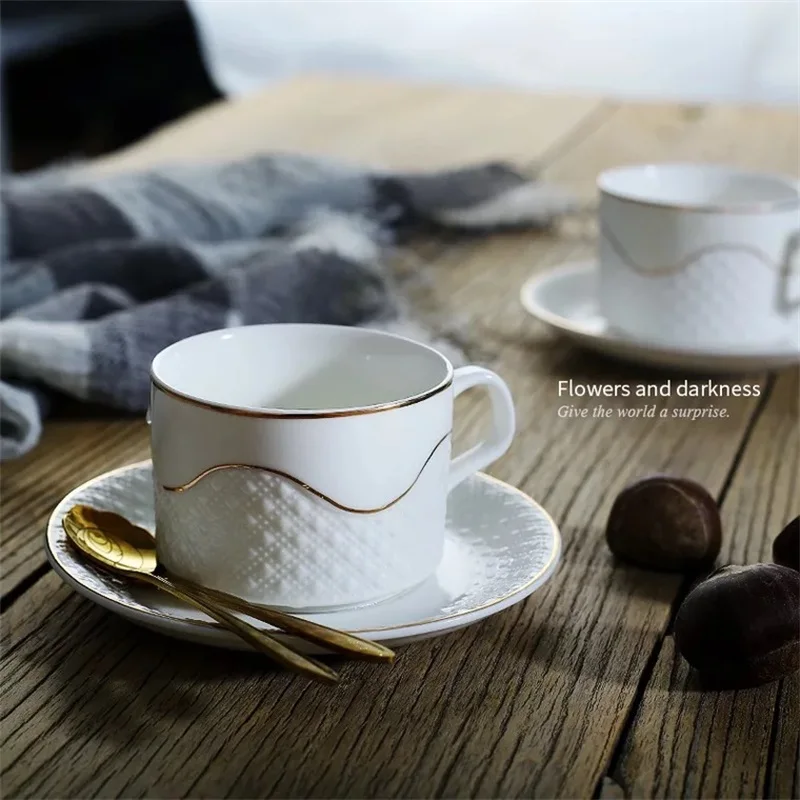

Italian espresso ceramic cup and saucer set Simple elegant Coffee mug afternoon tea Cup 170ml Small Coffee Cup with tray spoon
