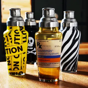 

Creative cocktail shaker American retro glass pattern shaker bartender Shike pot shaker unique skull& leopard & zebra cup CL0406