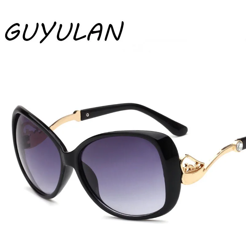 GUYULAN Retro diamond metal horse Women driving Sunglasses half Alloy