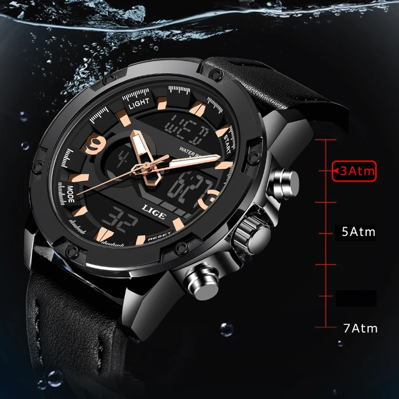 2019 LIGE New Men's Fashion Sport Watch Men Black Leather Waterproof Quartz Watches Male Date LED Analog Clock Relogio Masculino 2019 LIGE New Men's Fashion Sport Watch Men Black Leather Waterproof Quartz Watches Male Date LED Analog Clock Relogio Masculino
