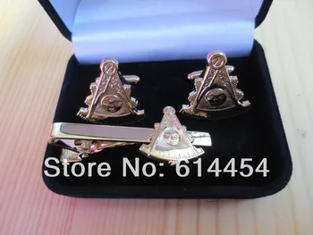 

Masonic Cufflinks & Tie Clip Mason Freemason Velvet Boxed