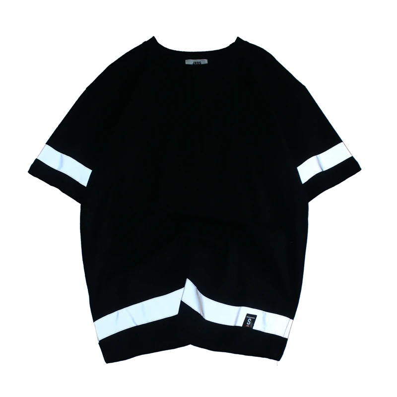 Уличная одежда с коротким рукавом Футболка мужская светоотражающая лента 3M в стиле «хип-хоп» хлопчатобумажная футболка летние повседневные Харадзюку японский Топы; футболка