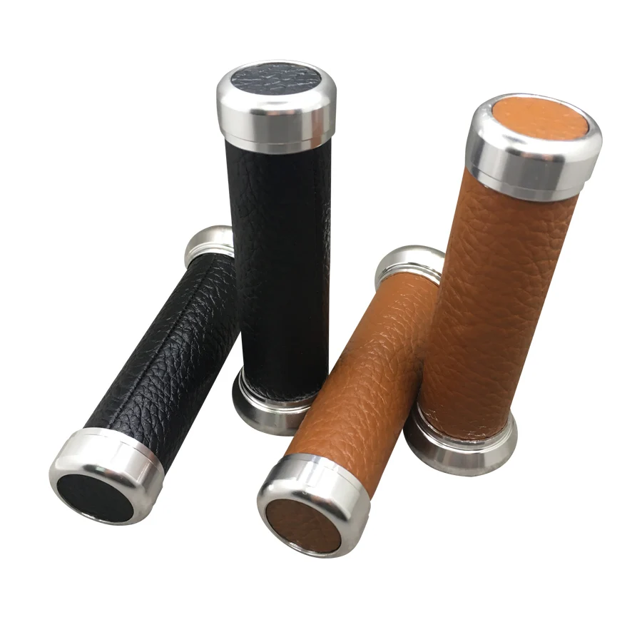 

1 Pair Universal Aluminum Motorcycle Handlebar Grips 22MM 7/8'' Vintage Black/Brown Motorbike Parts For Cafe Racer BMW Victory