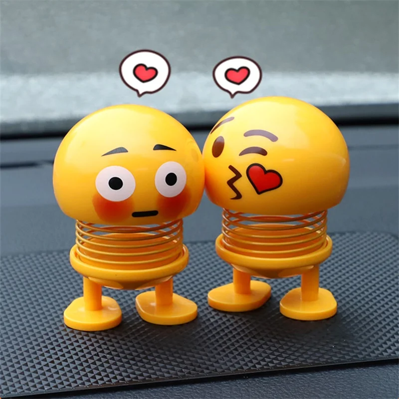 1set Car Dashboard Toys Cute Cartoon Funny Emoji Wobble Head Dolls