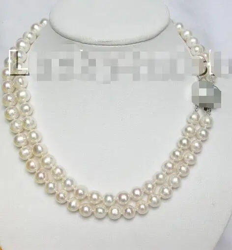 

Hot selling free shipping********2row 10mm round white freshwater pearl necklace