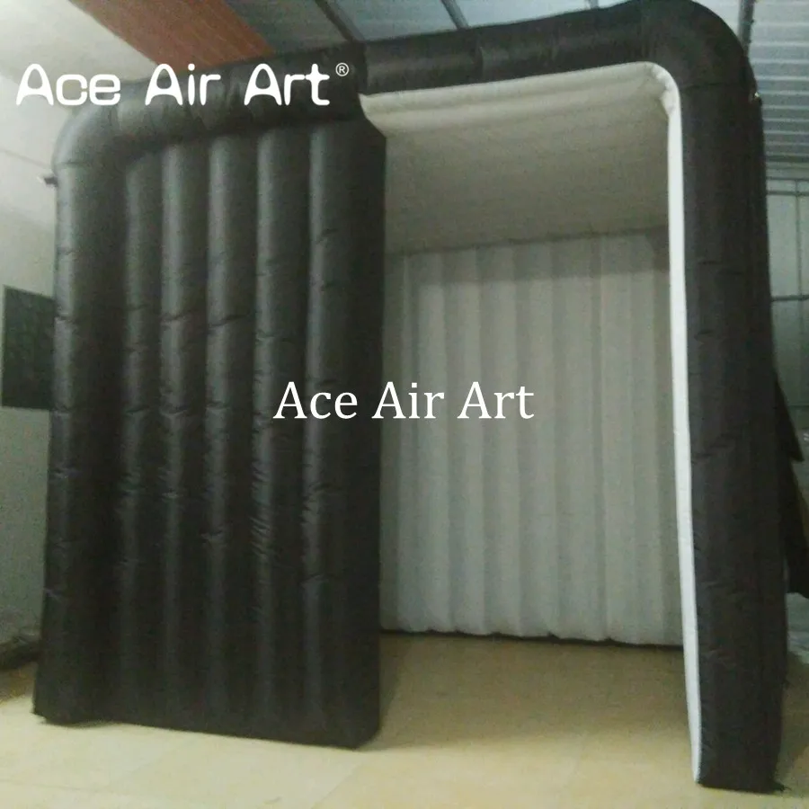  customized reusable black with white Inflatable photo booth backdrop for photography with LED color