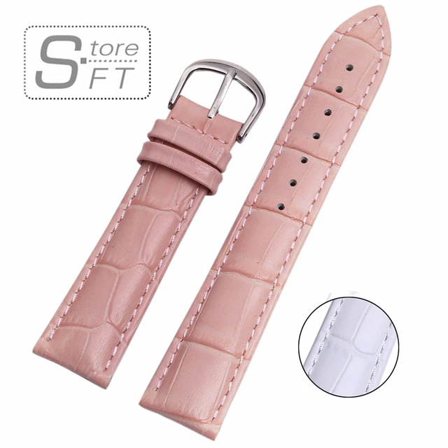 Good Quality Genuine Leather Watchband Watchstraps Pink White Red Women
