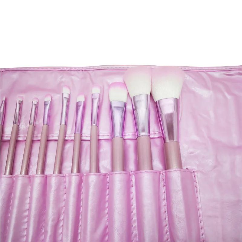 Pink Soft Face Makeup Brushes Tool Set Cosmetic Professional Eyeshadow Powder Best Beauty Make Up Brushes Bag roll 15pc Blending 09 (4)