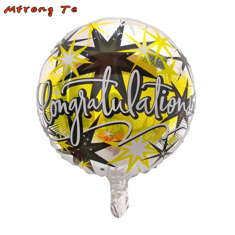 

9pcs 18" Congratulation Foil Helium Balloons 12inch black gold confetti latex balloons for Congrats Graduation Party decoration