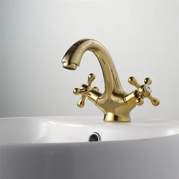

Simple spiral gold-plated hot and cold basin faucet basin bathroom washbasin faucet above counter basin faucet