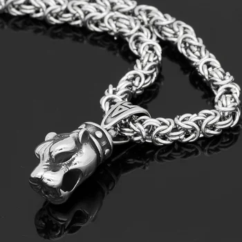 

Men Stainless Steel odin wolf head knot amulet pagan pendant necklace