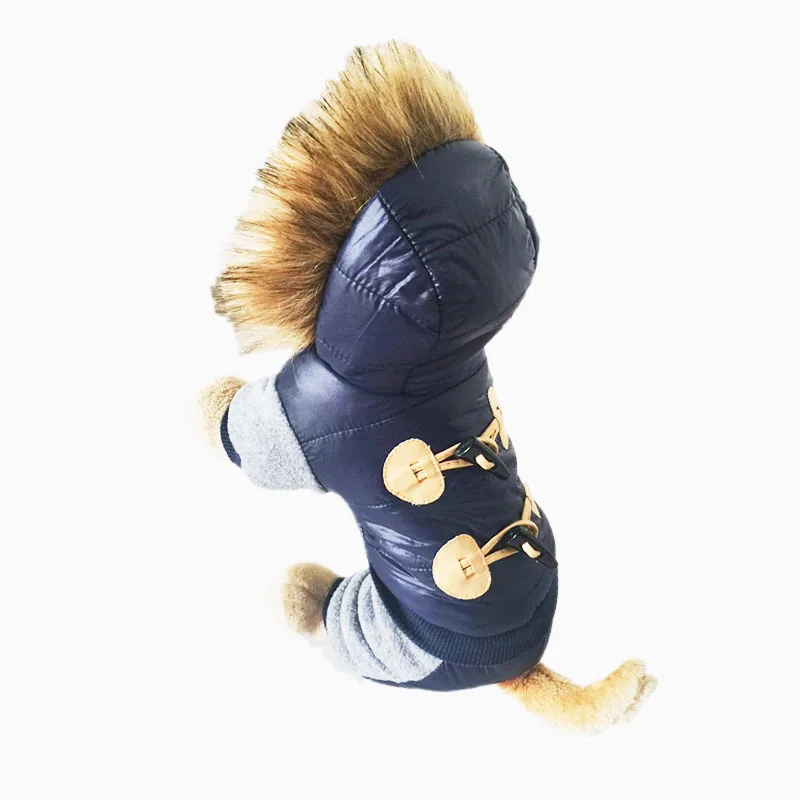 Promo  New Thickening Warm Jacket Winter Dog Clothes Pet Coat Clothing Hooded Jumpsuit Warm Clothes For Do