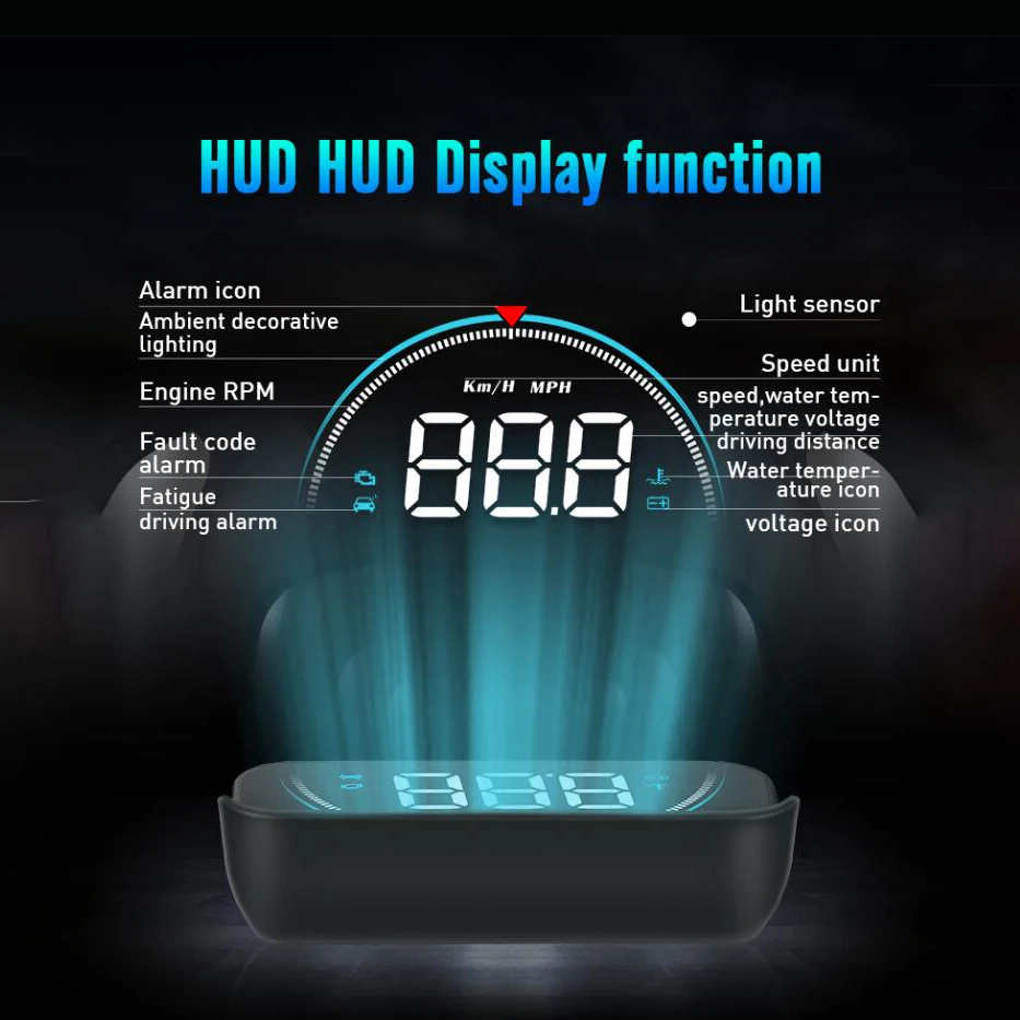 3,5 дюймов Универсальный Автомобильный дисплей на голову Hud Obd Ii Obd2 Mph/Km/H Предупреждение о превышении скорости цифровой спидометр Дисплей Расход топлива