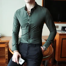 Новые Топы, модные мужские осенние тонкие высококачественные деловые рубашки из чистого хлопка/мужские рубашки с лацканами для отдыха, приталенное с длинными рукавами