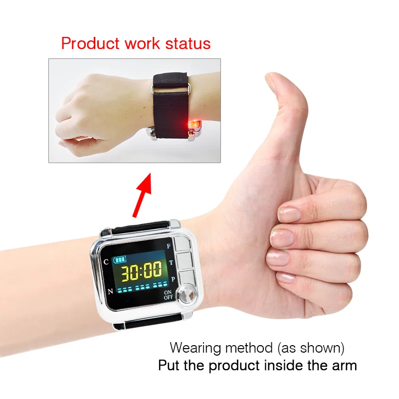 

Laser Therapy Wrist Watch Medical Instrument Treat High Blood Pressure/Diabetes/Rhinitis/Cholesterol/Cerebral Thrombosis