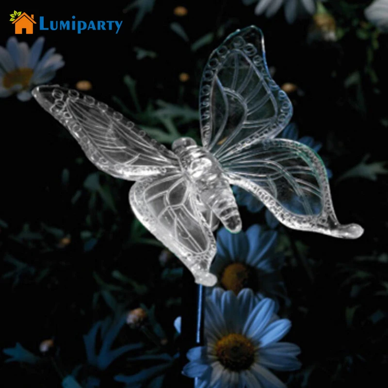 Lumiparty Solar Butterfly Pathway Lighting Garden Stake Lights Color