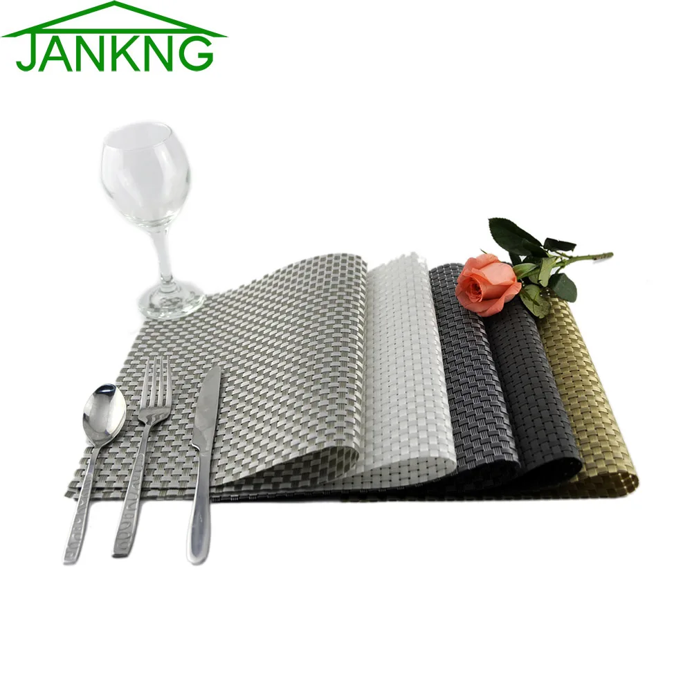 

JK Home 4 Pcs/Lot Luxury Heat-insulated Table Mat Gold Silver PVC Pad Placemat Kitchen Dinning Table Bowl Dish Pad Table Mat